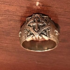 Handcrafted Silver Cross Ring Sz. 10